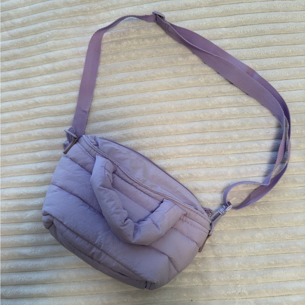 Lavender Quilted Crossbody Bag